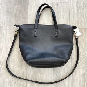 Cuyana Black Leather Shoulder Tote Bag